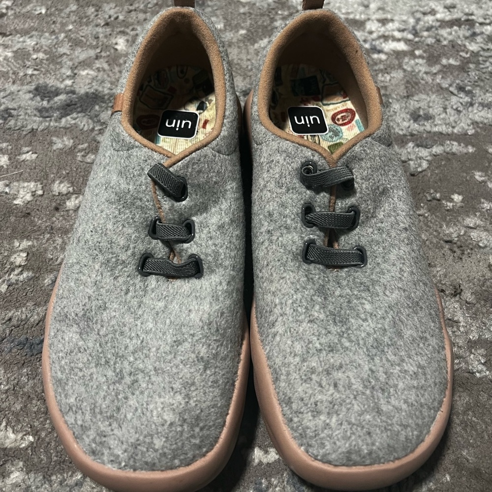 Segovia Light Grey Wool Lace-up Shoes Size 6.5